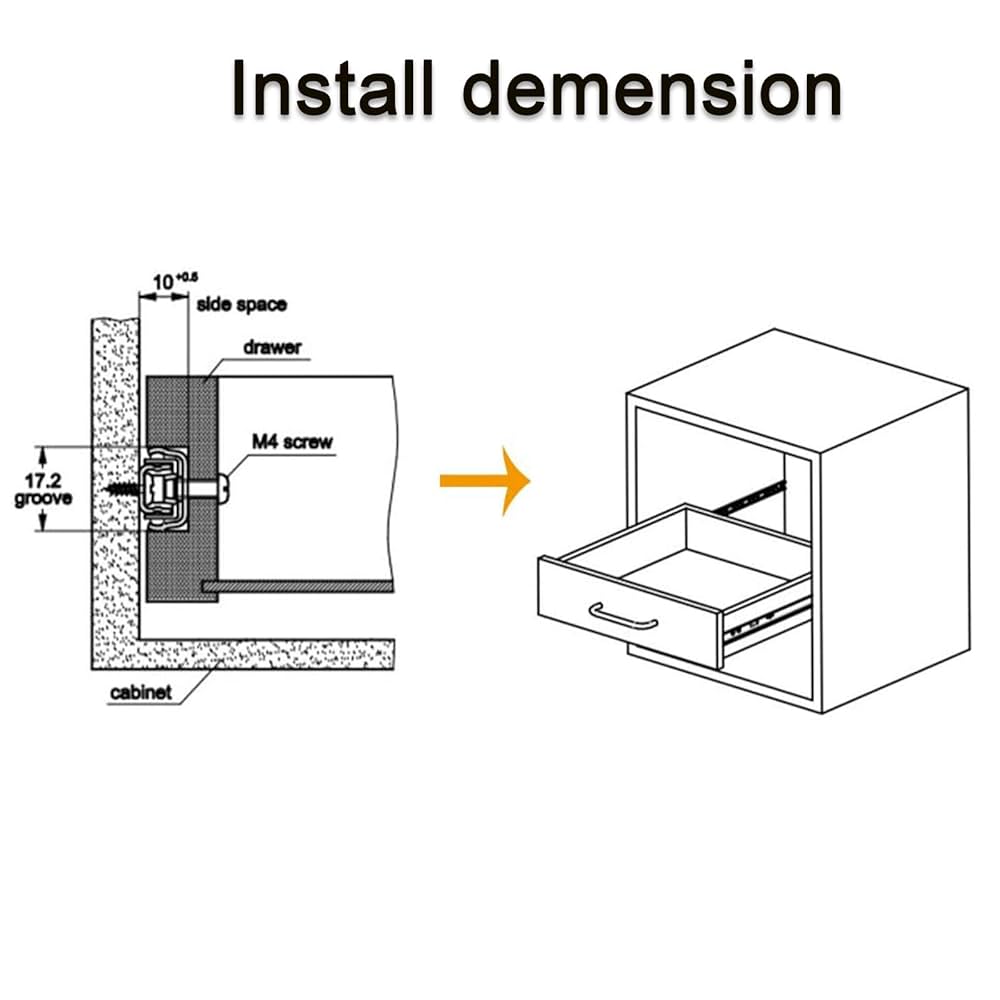 Metal 8.4 inch Drawer Slides, Ball Bearing Two Way Slide